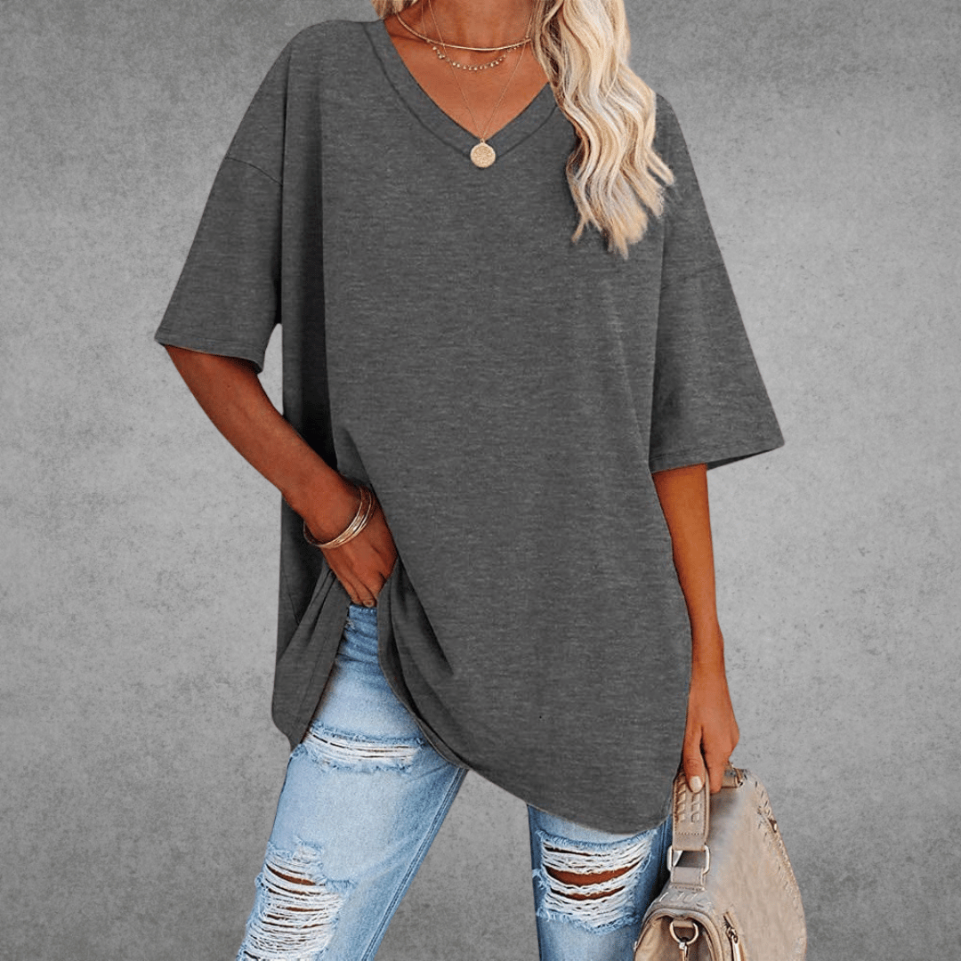 CATHERINA |  V-NECK T-SHIRT WITH TUMMY COVER
