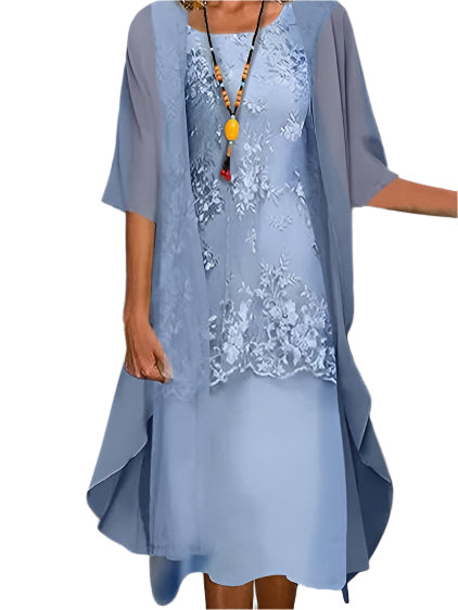 Caroline | Women’s Short Sleeve Outer Layer Midi Dress