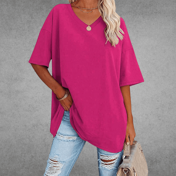 CATHERINA |  V-NECK T-SHIRT WITH TUMMY COVER