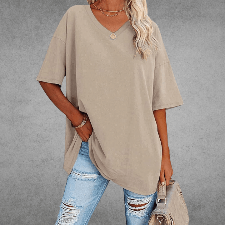 CATHERINA |  V-NECK T-SHIRT WITH TUMMY COVER