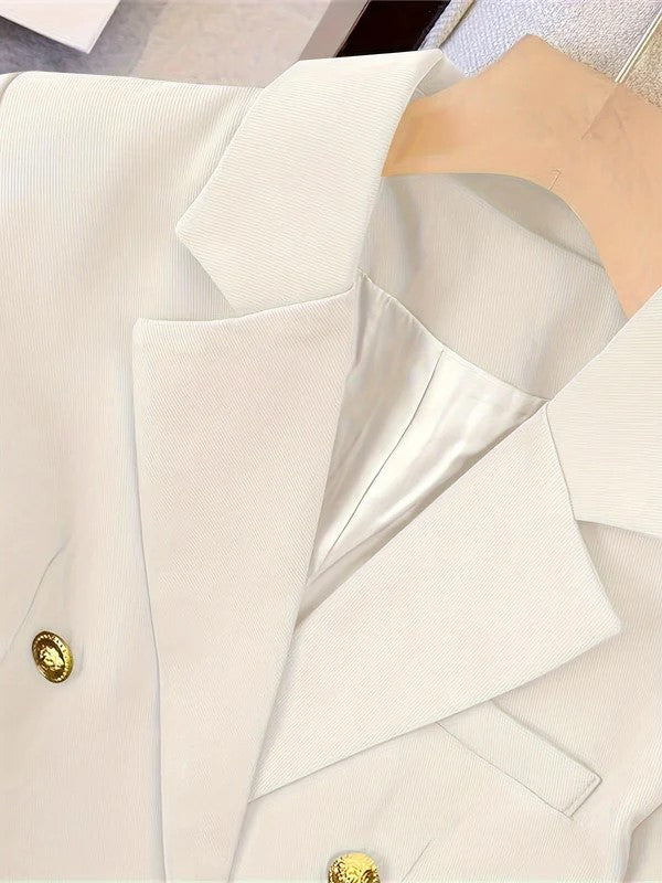 Delilah | Women Winter Gold Button Office Blazer