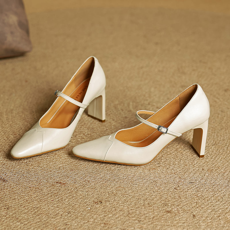 Evie | Genuine Leather Heels with Strap