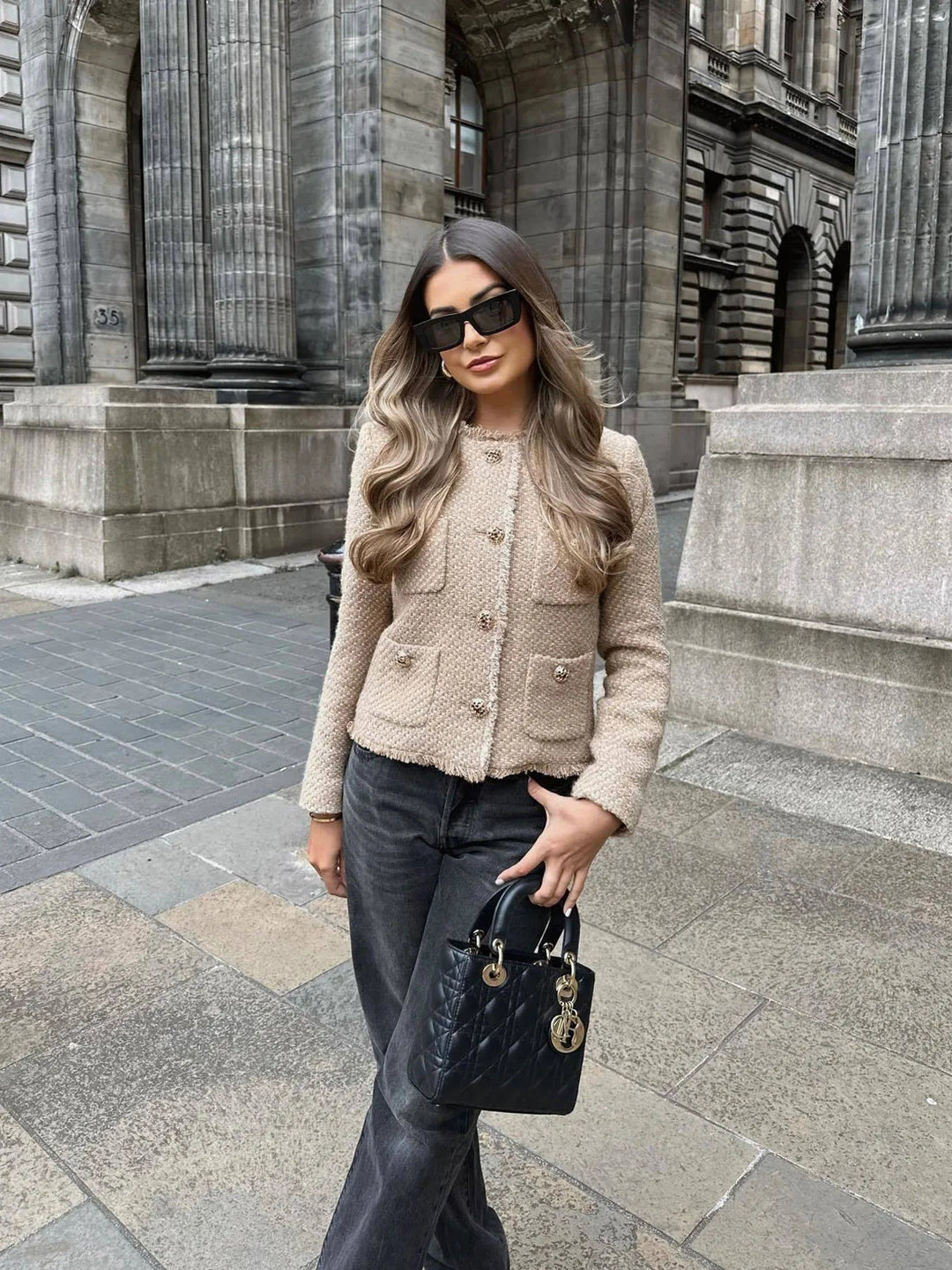 Charlotte | Short Tweed Blazer Jacket with Buttons for Women