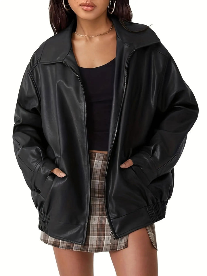 Eloise | Women’s Classic Oversized Leather Bomber jacket