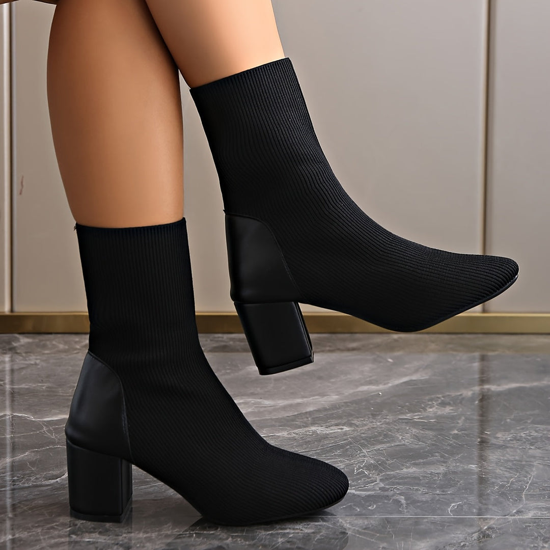 Freya | Women’s Stretch Sock Boots with Block Heel