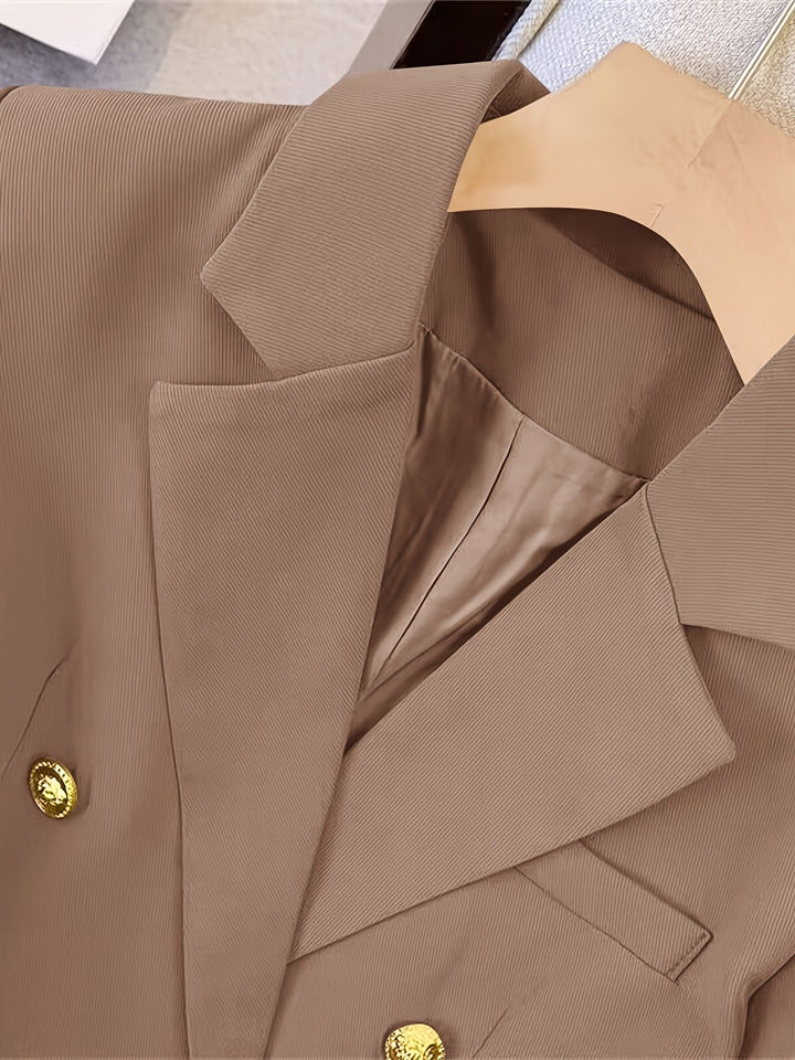 Delilah | Women Winter Gold Button Office Blazer