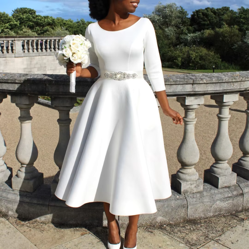 Chloe | Women’s Classic A Line Midi Wedding Guest Dress