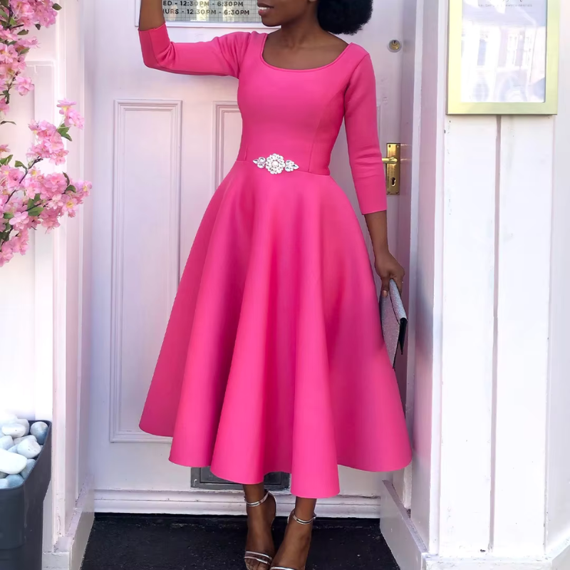 Chloe | Women’s Classic A Line Midi Wedding Guest Dress