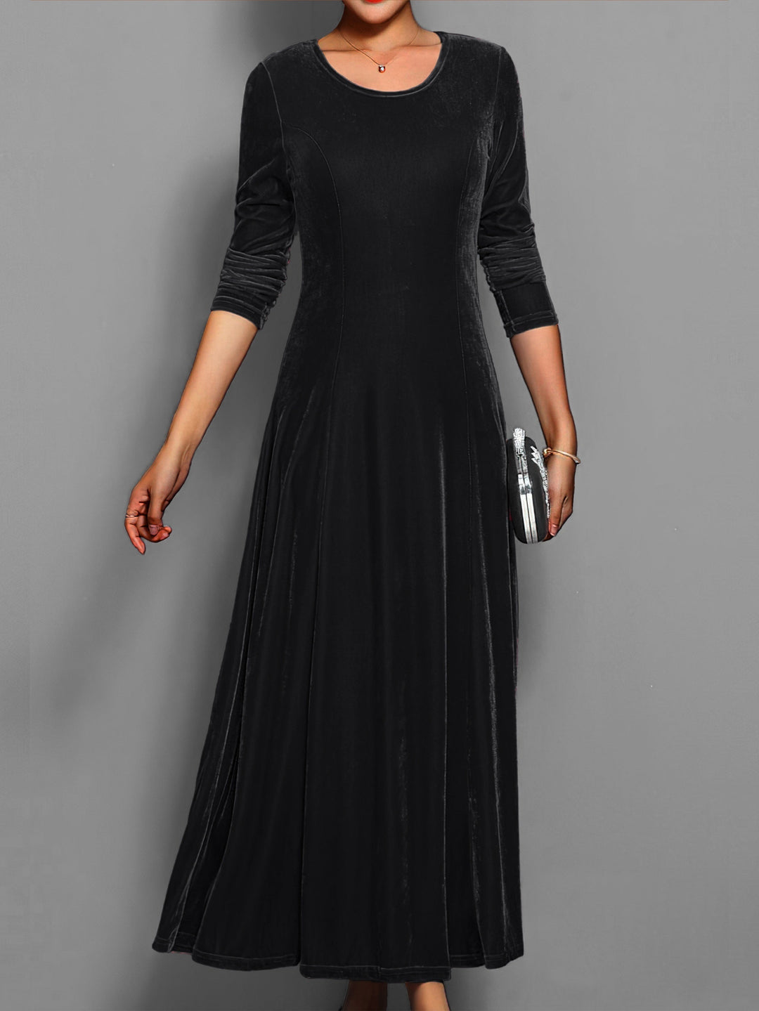 Ava | Women’s Long Sleeve Flared Maxi Dress