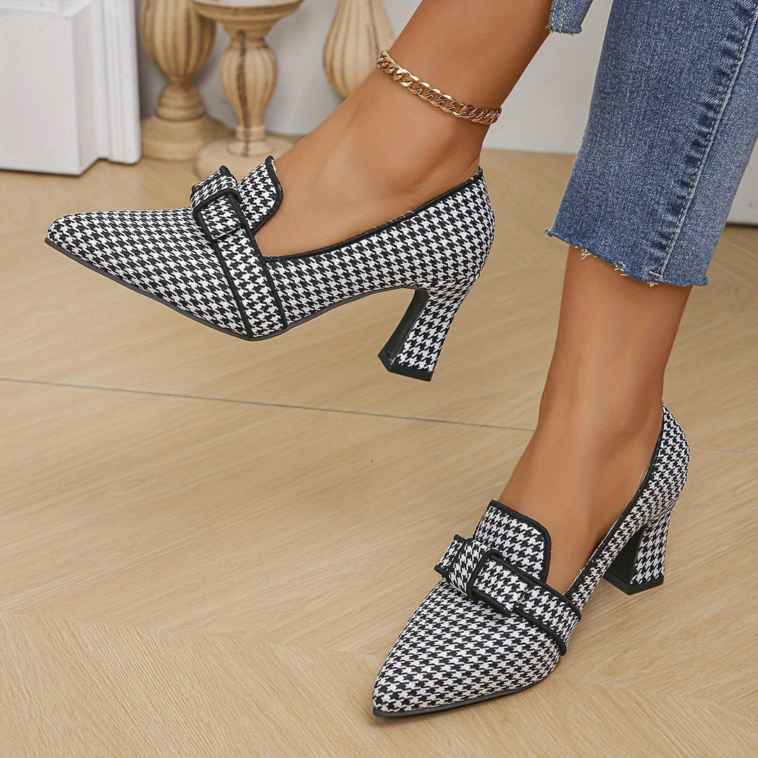 Estelle | Women's Loafers with Houndstooth Design