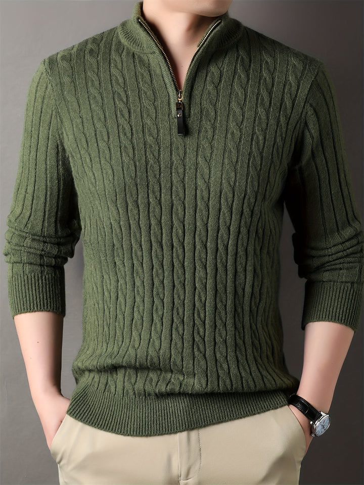 Connor | Men’s Half Zip Ribbed Knit Sweater