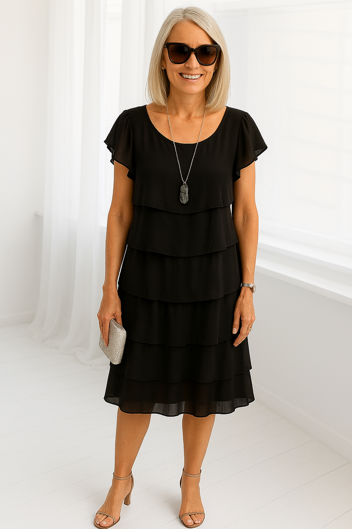 Karen | Women’s Short Sleeve Layered Midi Dress