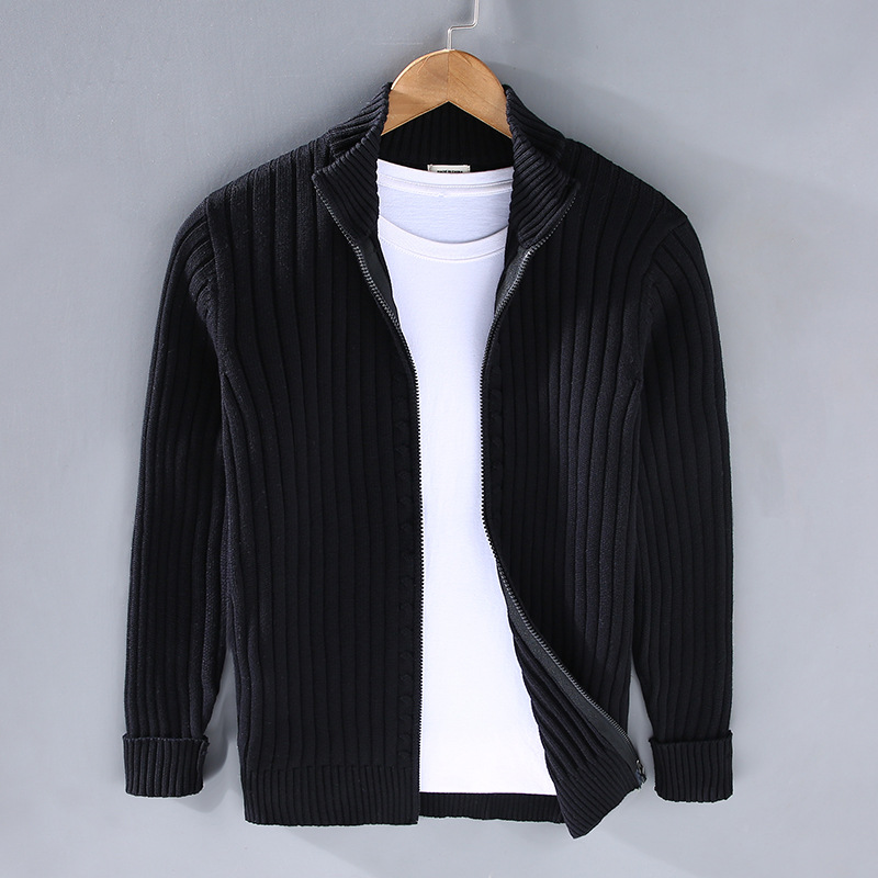 Harry | Men’s Ribbed Zip Front High Collar Cardigan