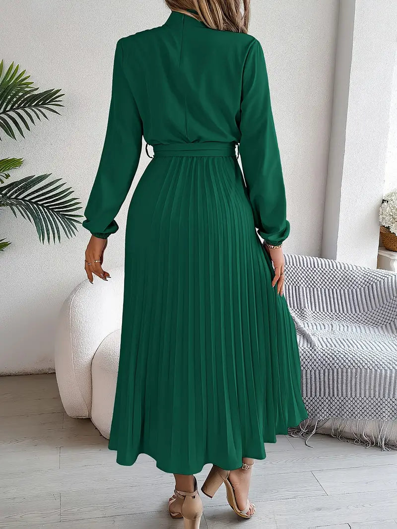 Jasmine | Women’s Long Sleeve Pleated Belted Dress