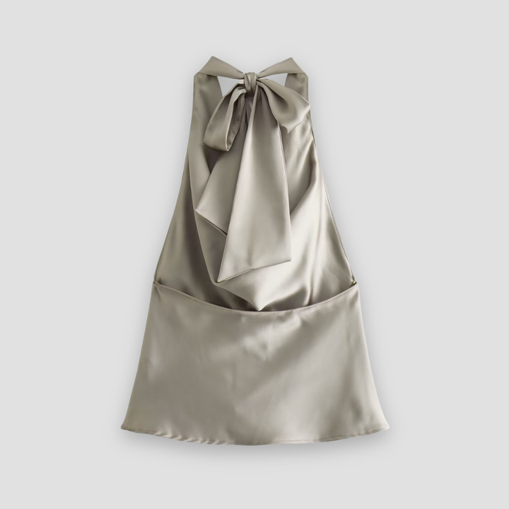 Audrey | Women’s Elegant Open Back Draped Satin Tank