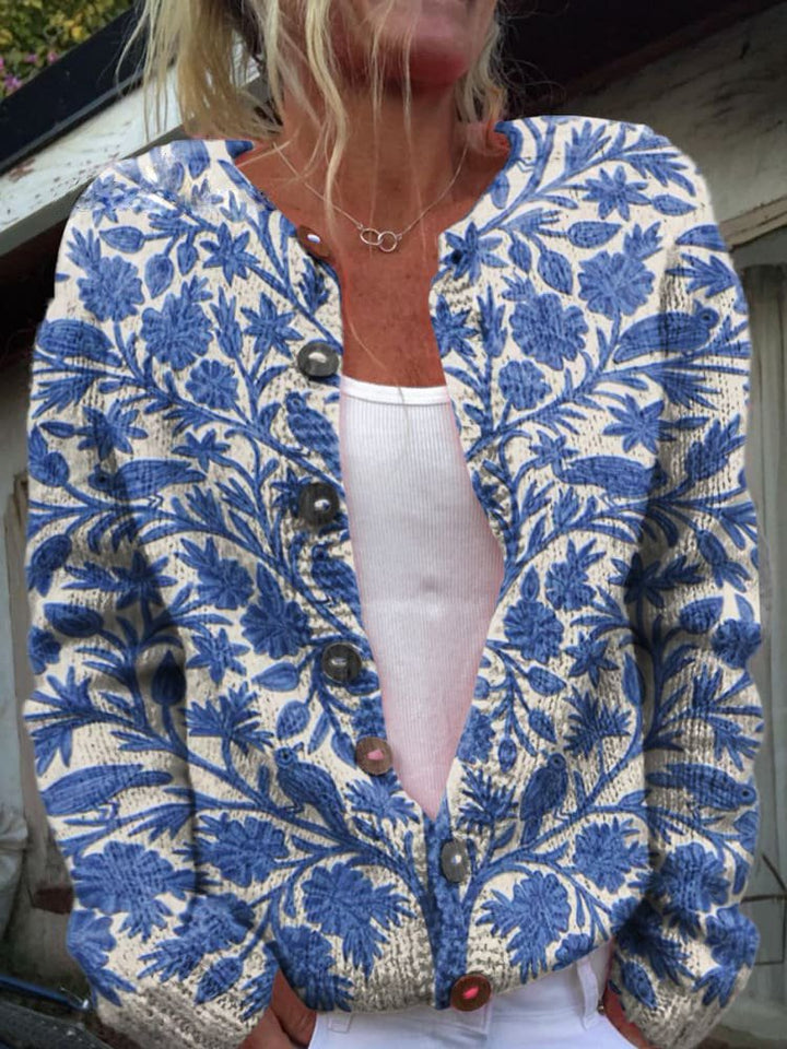 Jessica | Women’s Vintage Botanical Knit Cardigan
