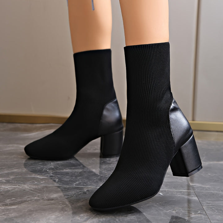 Freya | Women’s Stretch Sock Boots with Block Heel