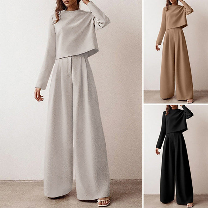 Elsie| Women’s Trendy Cropped Top and Pleated Pants Set