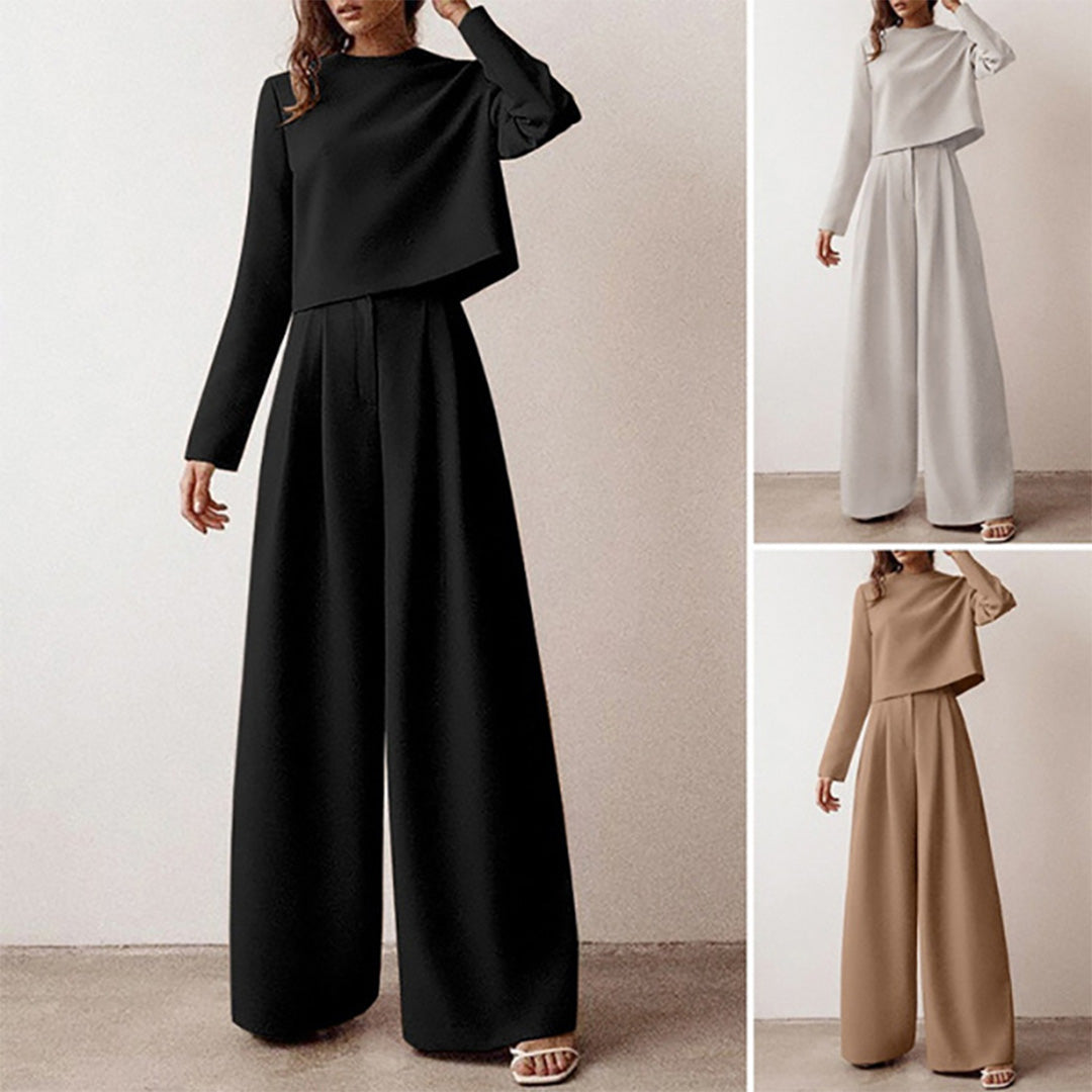 Elsie| Women’s Trendy Cropped Top and Pleated Pants Set