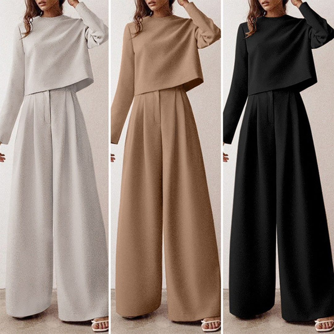 Elsie| Women’s Trendy Cropped Top and Pleated Pants Set
