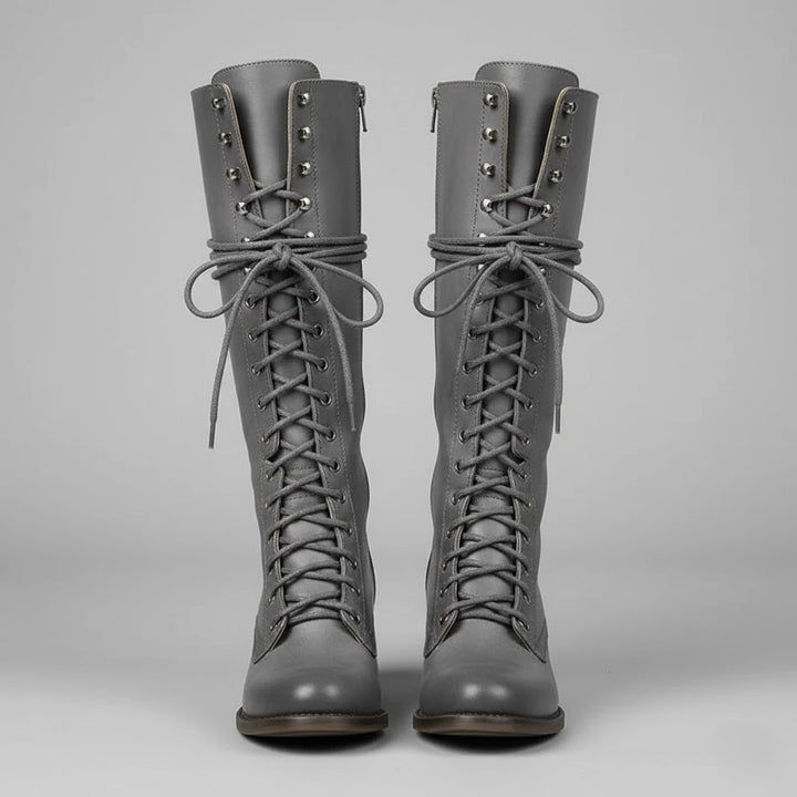 Damien | Women’s Lace-Up Knee-High Boots with Block Heel