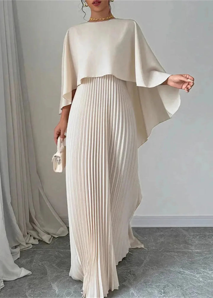 Rachel | Women’s Formal Pleated Maxi Cape Dress