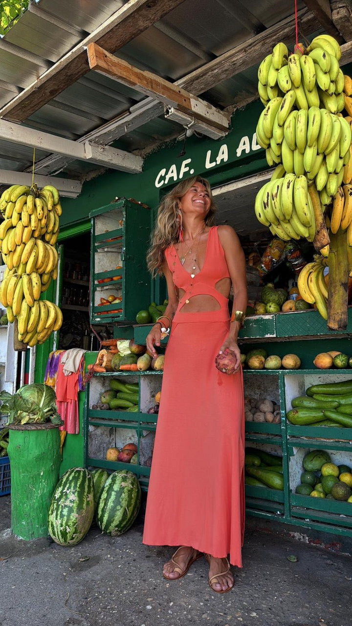 Coleen | Plunge Cut-Out Maxi Dress