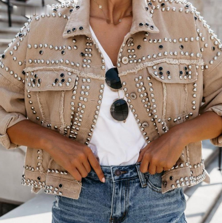 Catherine | Women’s Studded Cropped Fashion Jacket
