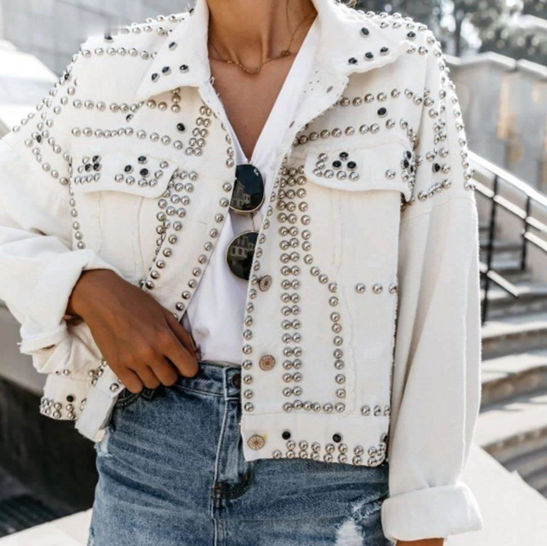 Catherine | Women’s Studded Cropped Fashion Jacket