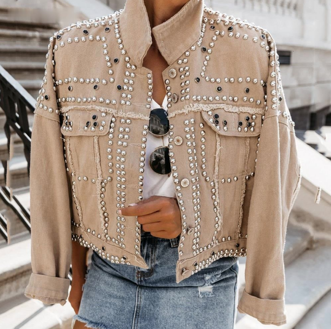 Catherine | Women’s Studded Cropped Fashion Jacket