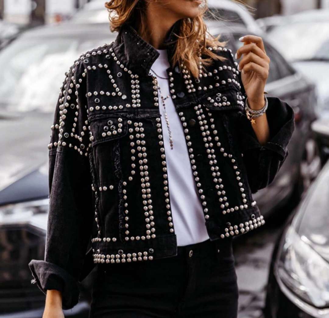 Catherine | Women’s Studded Cropped Fashion Jacket