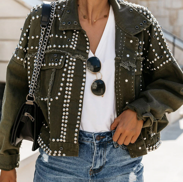 Catherine | Women’s Studded Cropped Fashion Jacket