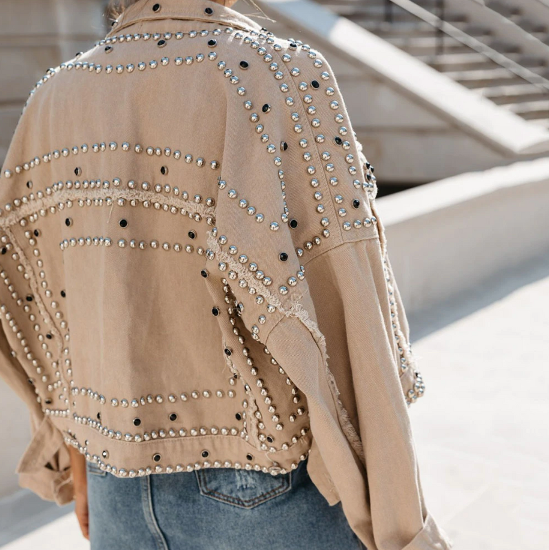 Catherine | Women’s Studded Cropped Fashion Jacket