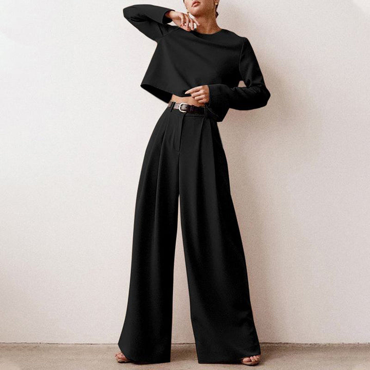 Elsie| Women’s Trendy Cropped Top and Pleated Pants Set