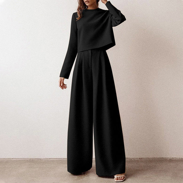 Elsie| Women’s Trendy Cropped Top and Pleated Pants Set
