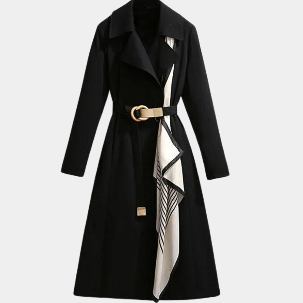 Laura | Women’s Classic Long Belted Open Front Trench Coat