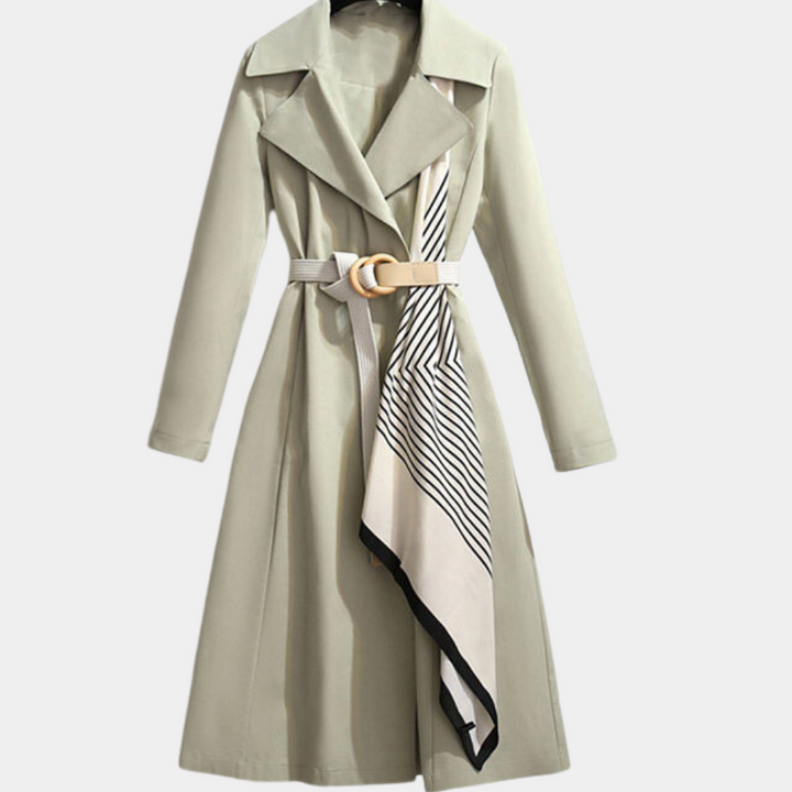 Laura | Women’s Classic Long Belted Open Front Trench Coat