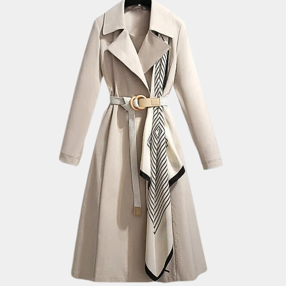 Laura | Women’s Classic Long Belted Open Front Trench Coat