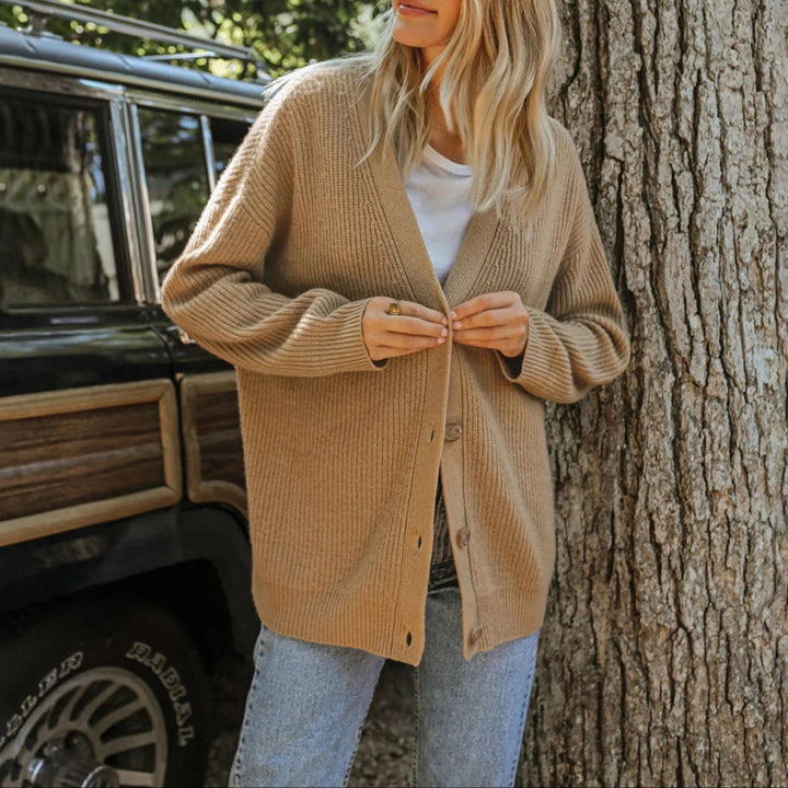 Bonnie | Women’s Oversized V-Neck Button Knit Cardigan