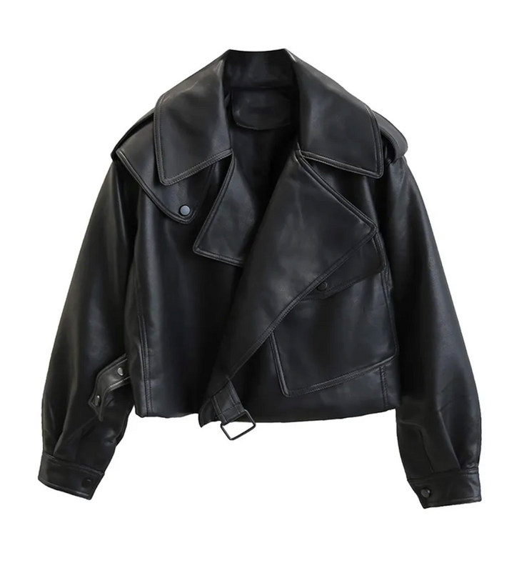 Faye | Women's Cropped Lapel Belted Fashion Jacket