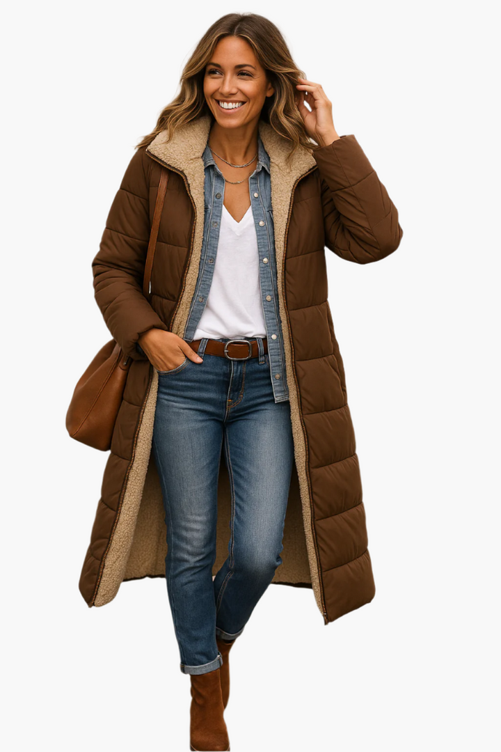 Clara | Women’s Warm Long Hooded Quilted Coat