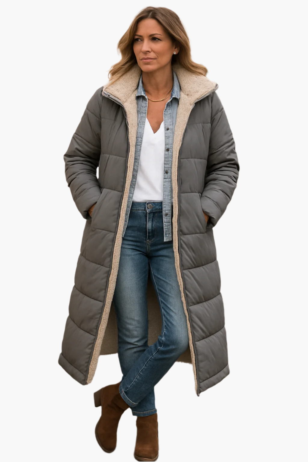 Clara | Women’s Warm Long Hooded Quilted Coat