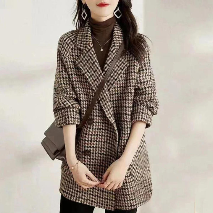 Holly | Women Checked Long Sleeve Winter Coat