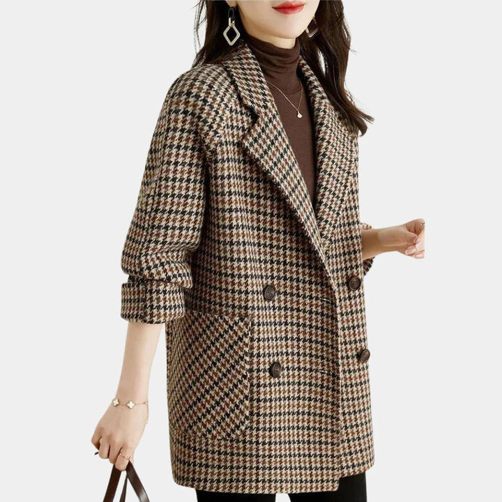 Holly | Women Checked Long Sleeve Winter Coat