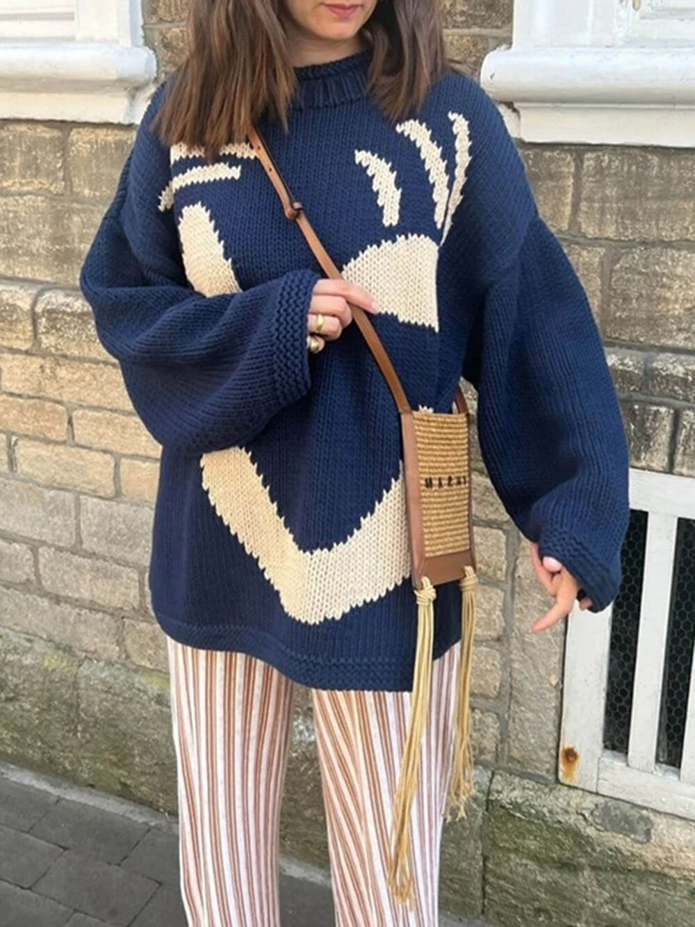 Anna | Women's Winter Sweater with Smile Print