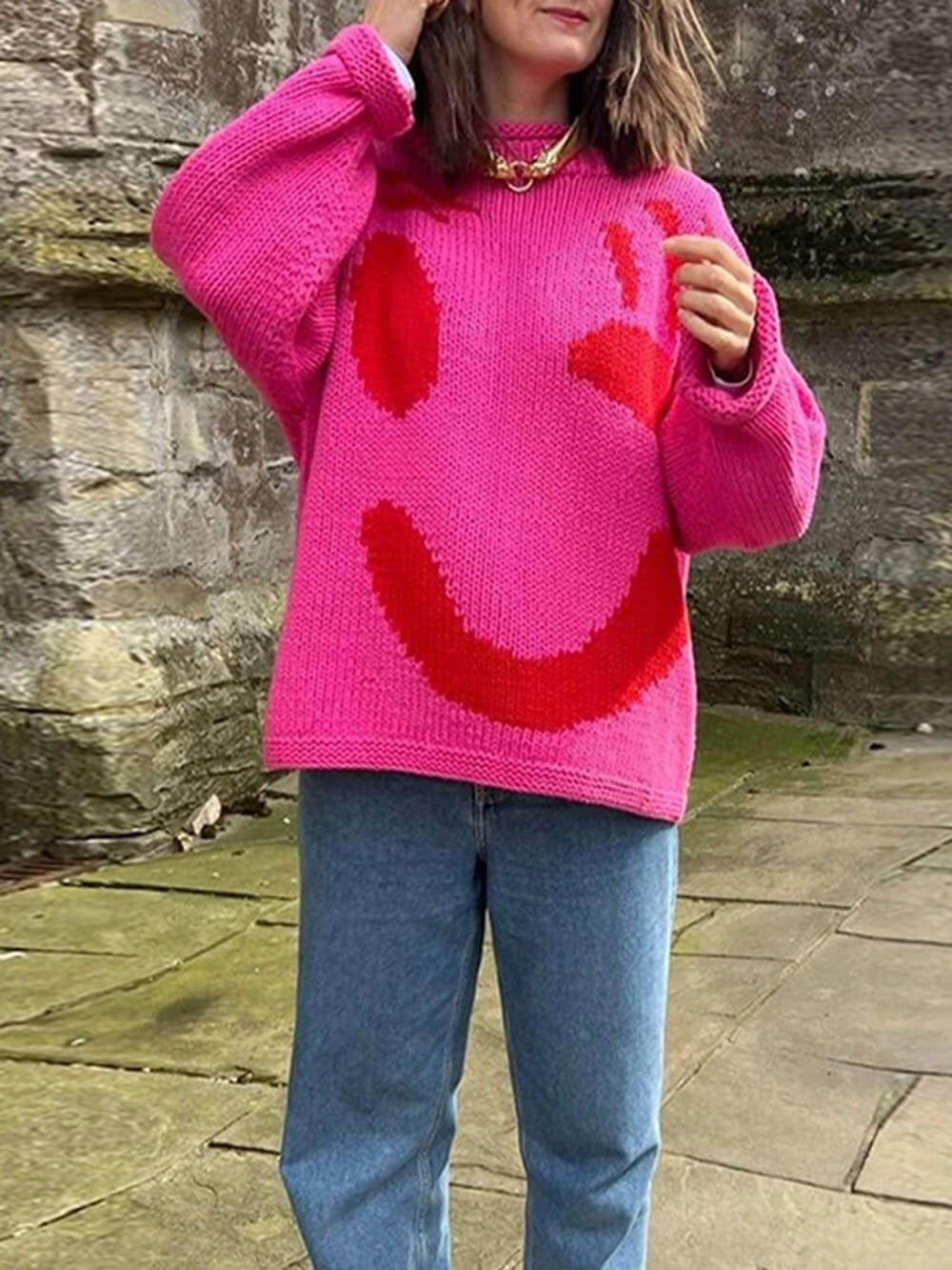 Anna | Women's Winter Sweater with Smile Print
