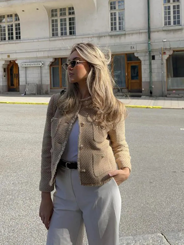 Charlotte | Short Tweed Blazer Jacket with Buttons for Women
