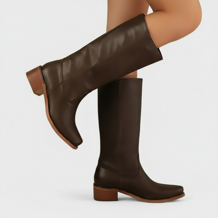 Catherine | Women’s Leather Knee-High Boots with Heels