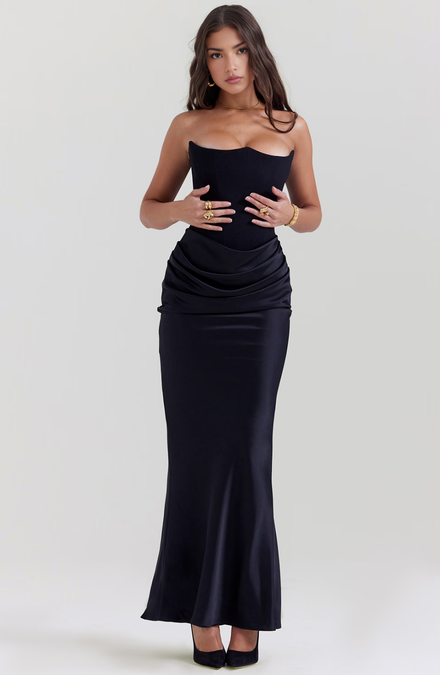 Camille | Women’s Strapless Corset Bodycon Maxi Dress