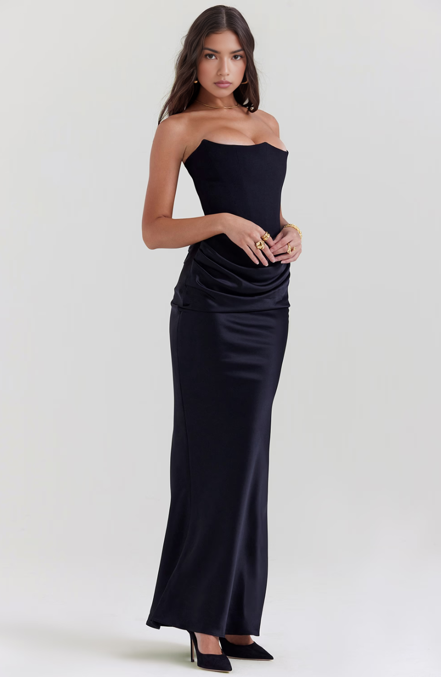 Camille | Women’s Strapless Corset Bodycon Maxi Dress